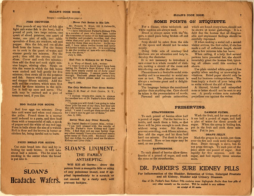 Sloan's Cook Book and Advice to Housekeepers [Emergence of Advertising ...