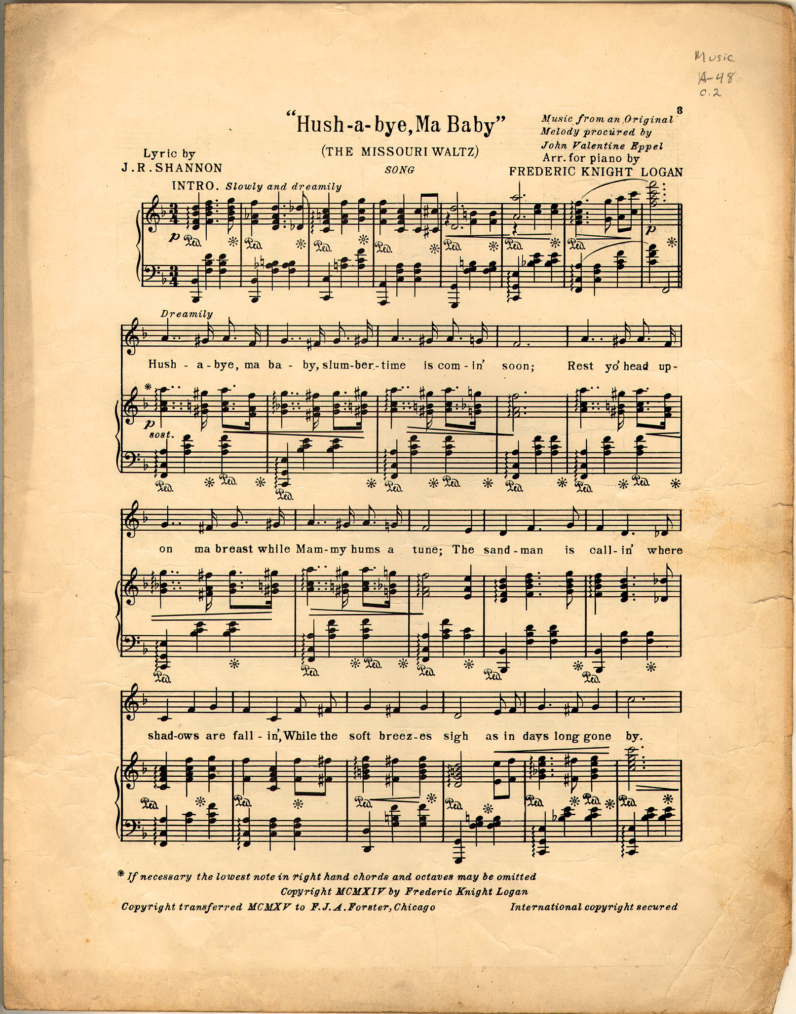 150dpi JPEG image of: Hush-a-bye, ma baby; Missouri waltz