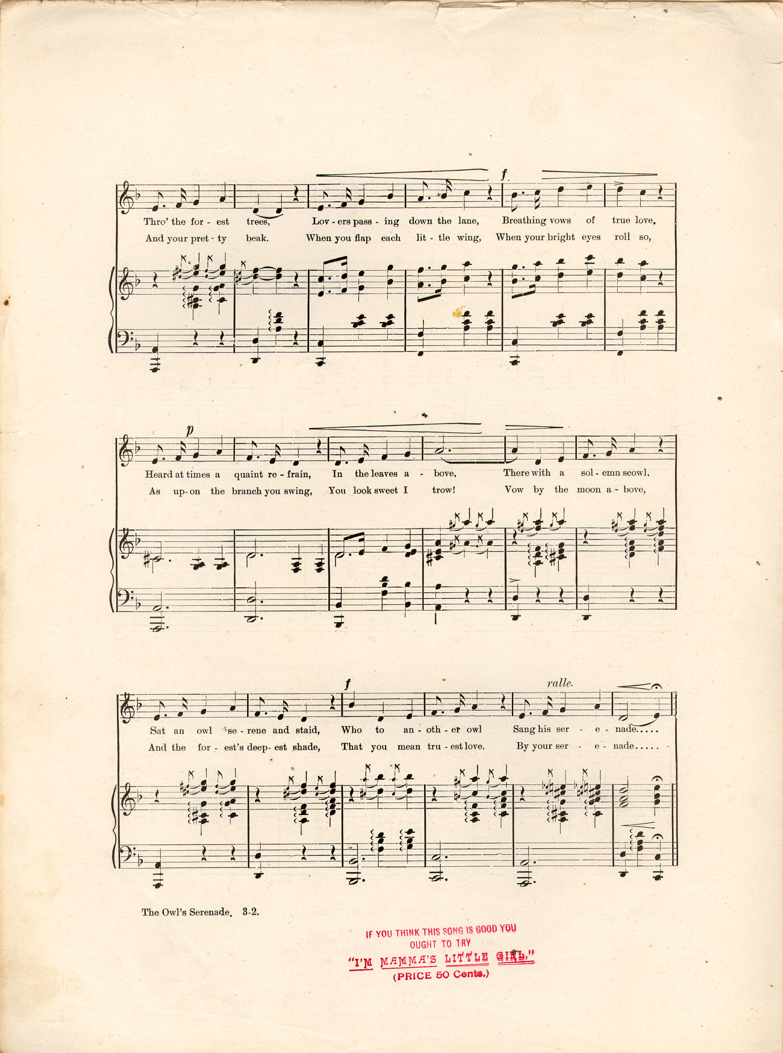 The owls serenade [Historic American Sheet Music]