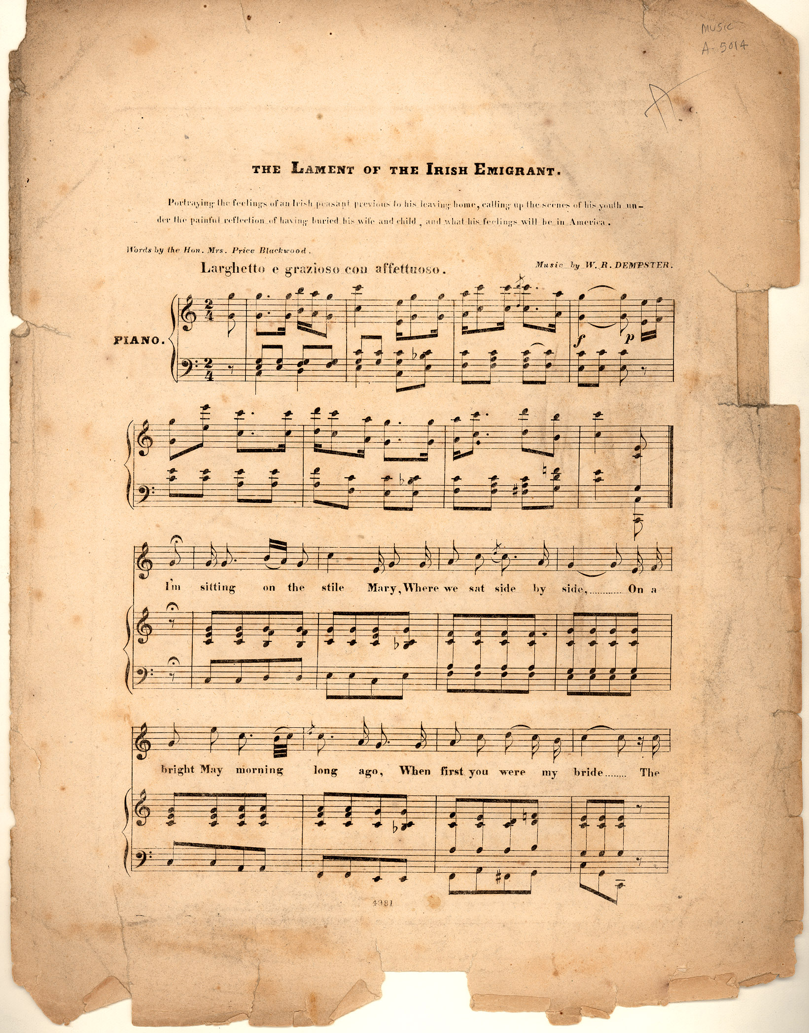 150dpi JPEG image of: The lament of the Irish emigrant