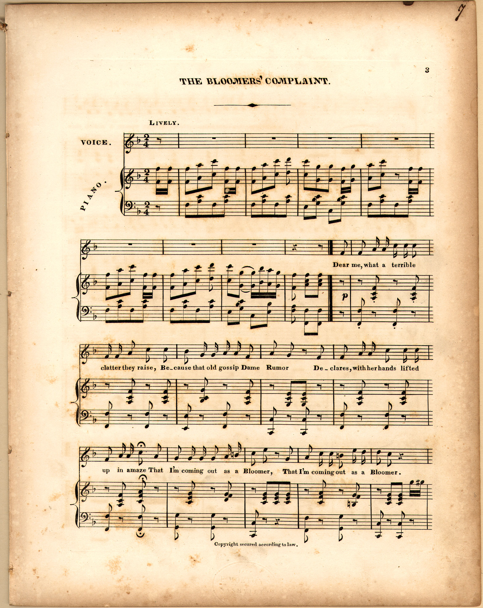 150dpi JPEG image of: The bloomer's complaint; A very pathetic song