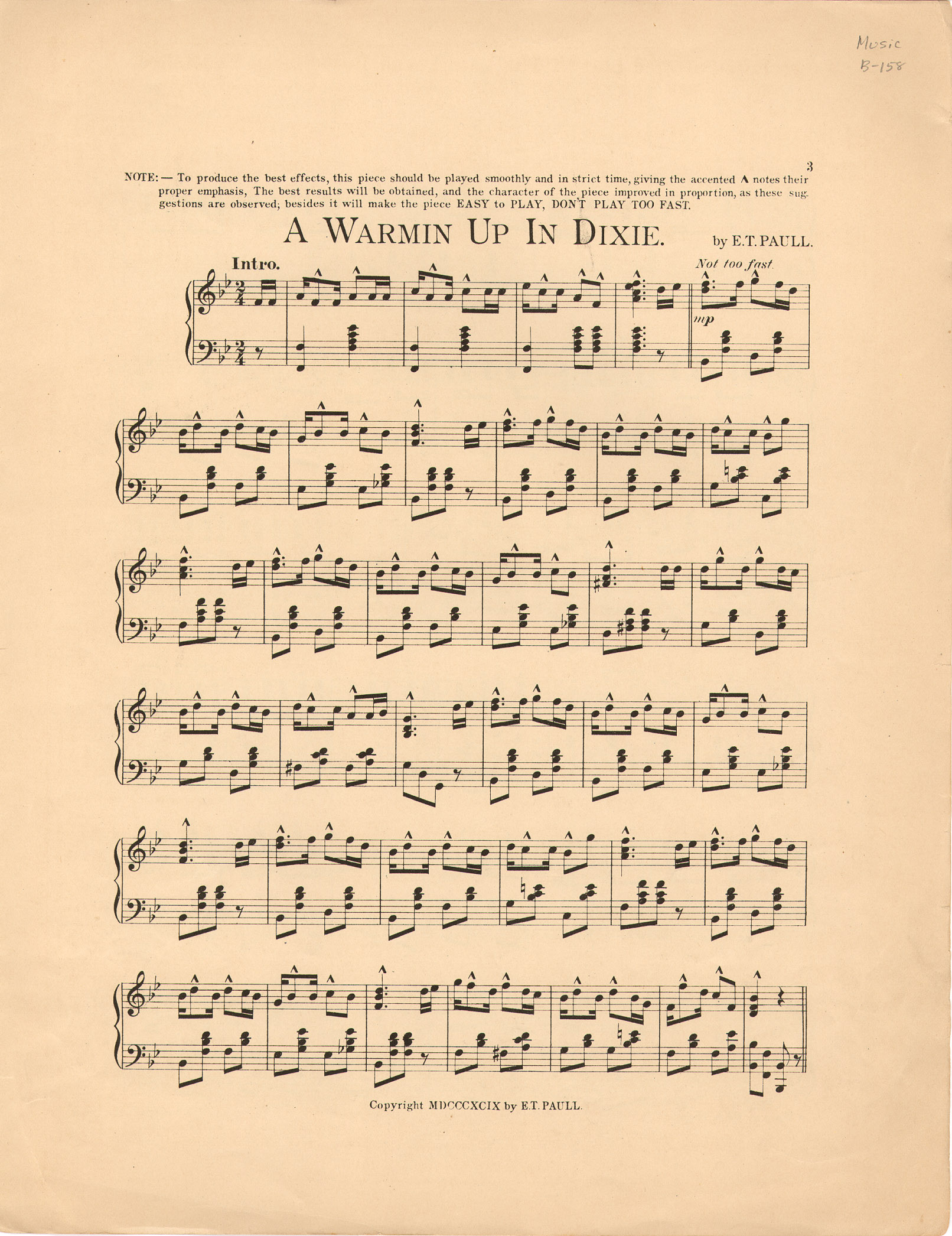 150dpi JPEG image of: A warmin' up in Dixie; Cake walk, march and two step