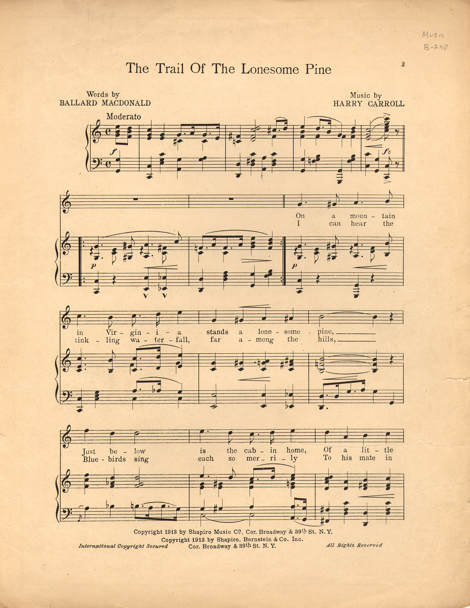 the trail of the lonesome pine two step sheet music