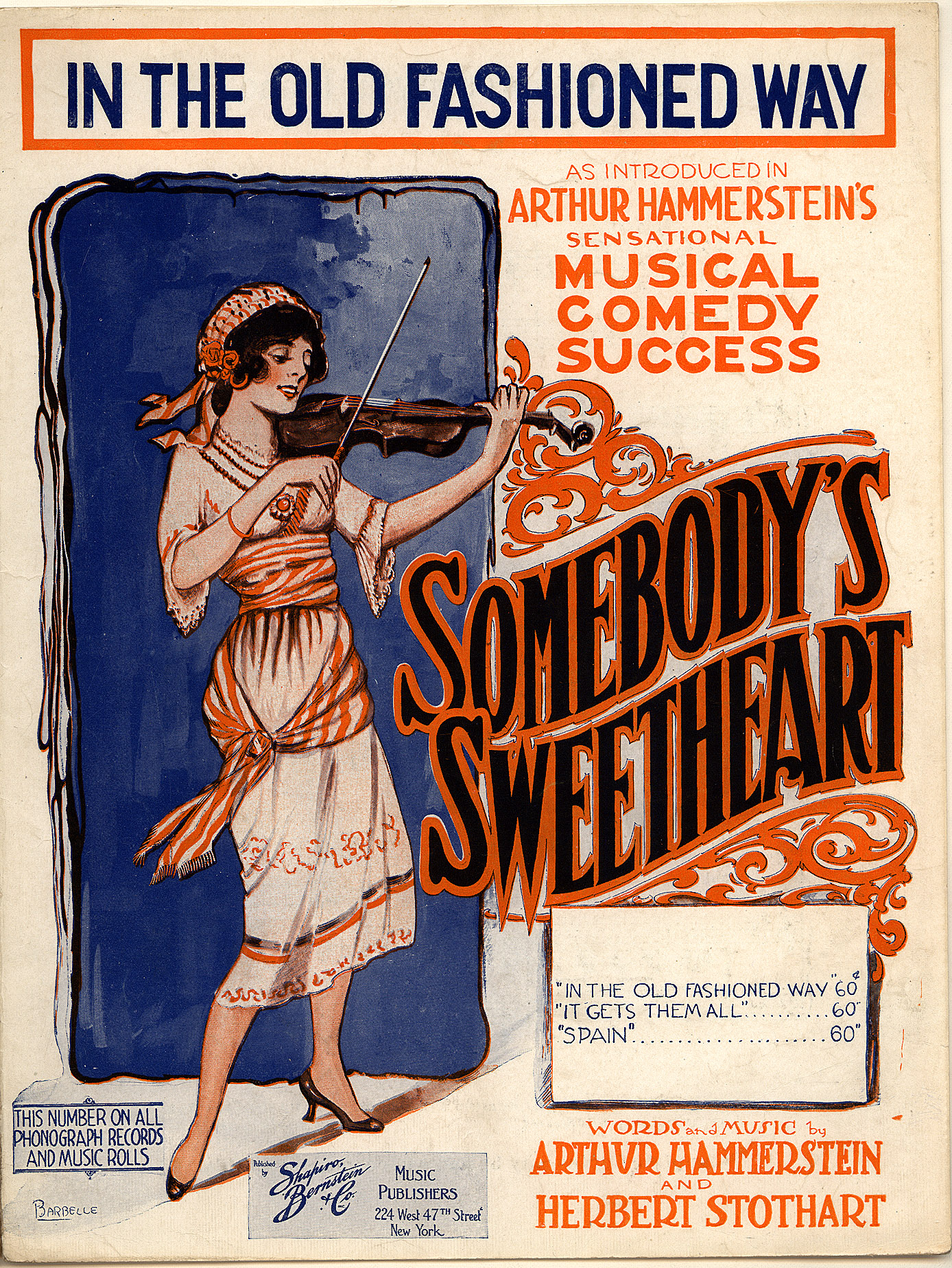 150dpi JPEG image of: In the old fashioned way; Somebody's sweetheart