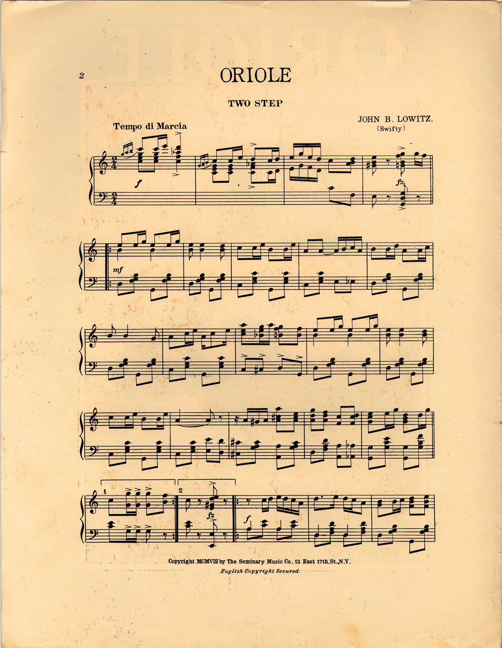 150dpi JPEG image of: Oriole; Characteristique two-step