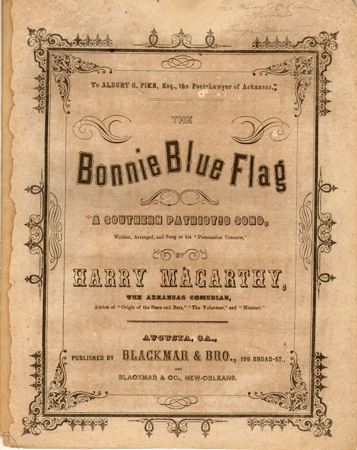 Bonnie blue flag; A Southern patriotic song [Historic American Sheet Music]