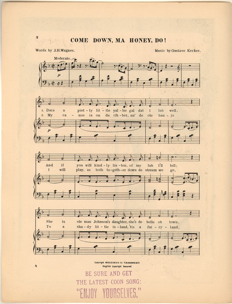 72dpi JPEG image of: Come down ma Honey do; The lady slavey