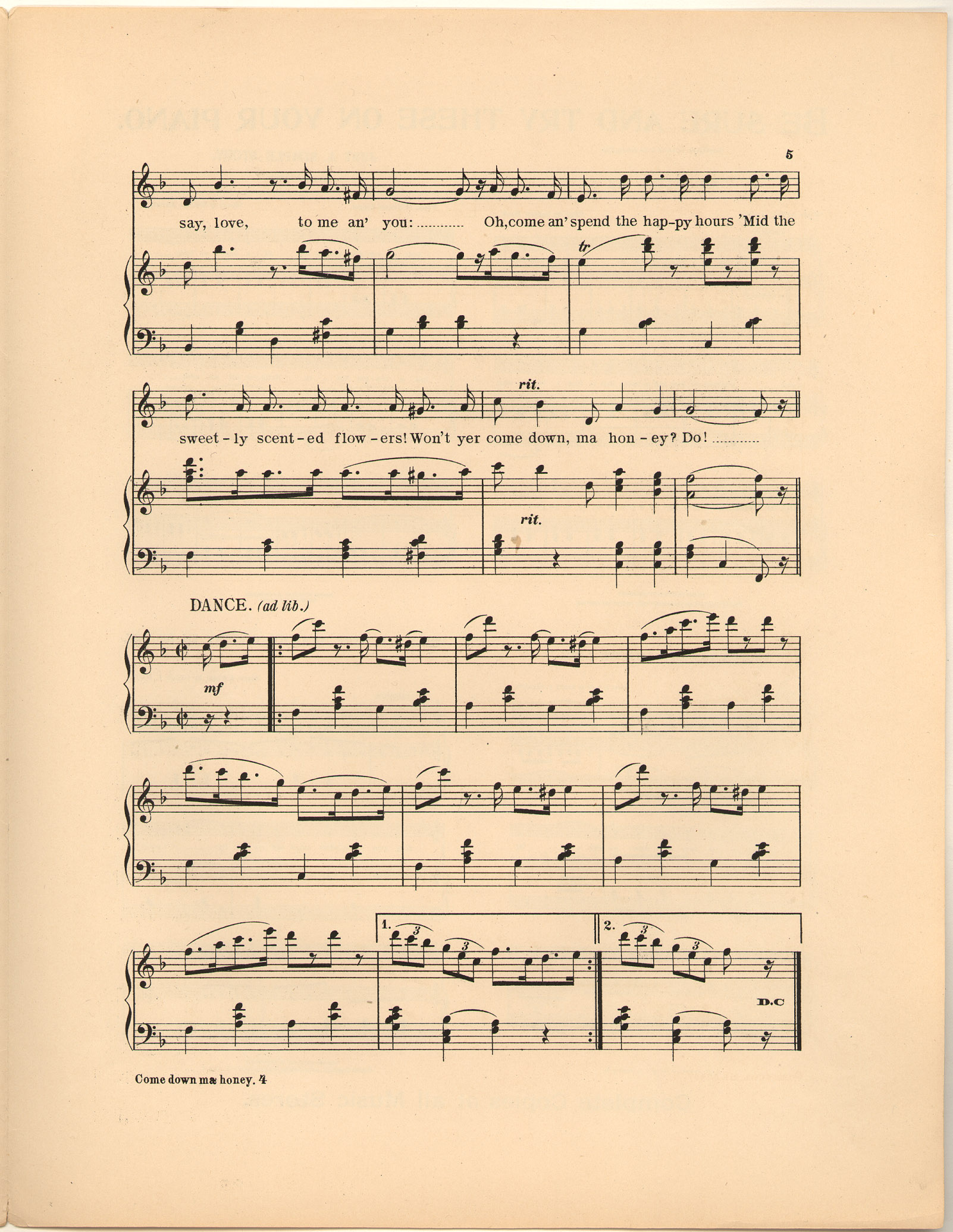 150dpi JPEG image of: Come down ma Honey do; The lady slavey