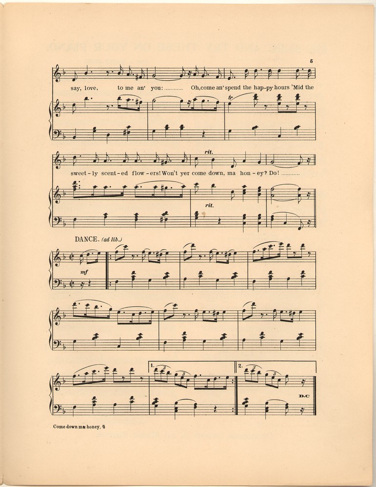 72dpi JPEG image of: Come down ma Honey do; The lady slavey