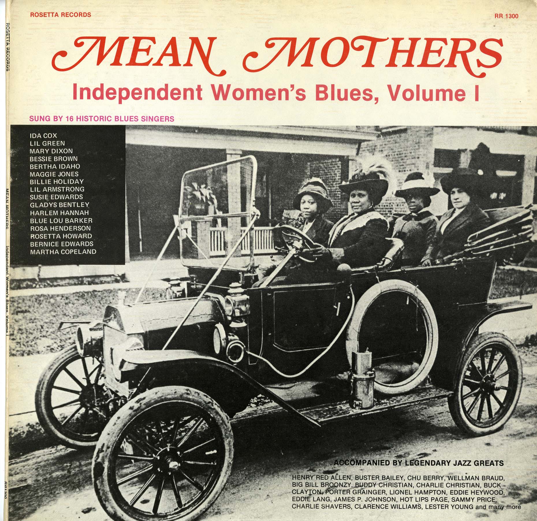 Cover of a vinyl record album titled Mean Mothers with 4 women in a car