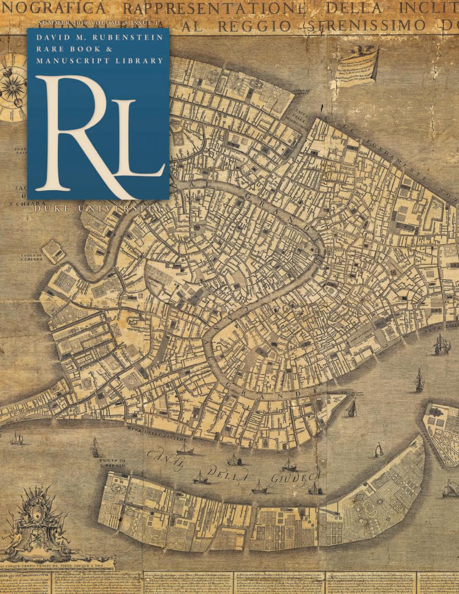 Summer 2019 cover showing a detail of a 18th century hand-engraved map of Venice