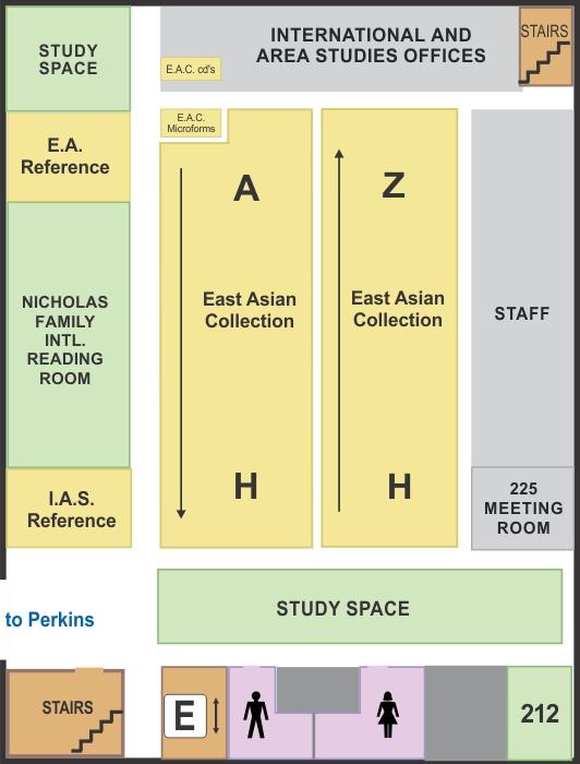 floor map of Bostock Library second floor.