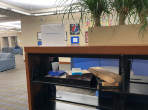 Games on a shelf in Perkins Library